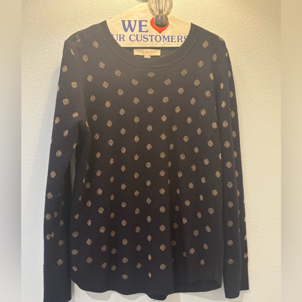 LOFT Dark Knit Sweater with Metallic Accents